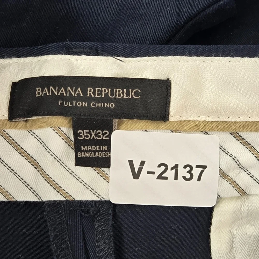 Banana Republic Men Pants 35x32 Blue Fulton Chino Straight Mid Rise READ
